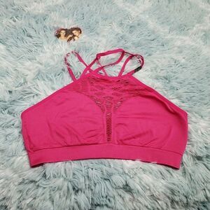 Victoria's Secrets Seamless Pink High Neck Cut Out Strappy Bralette Small